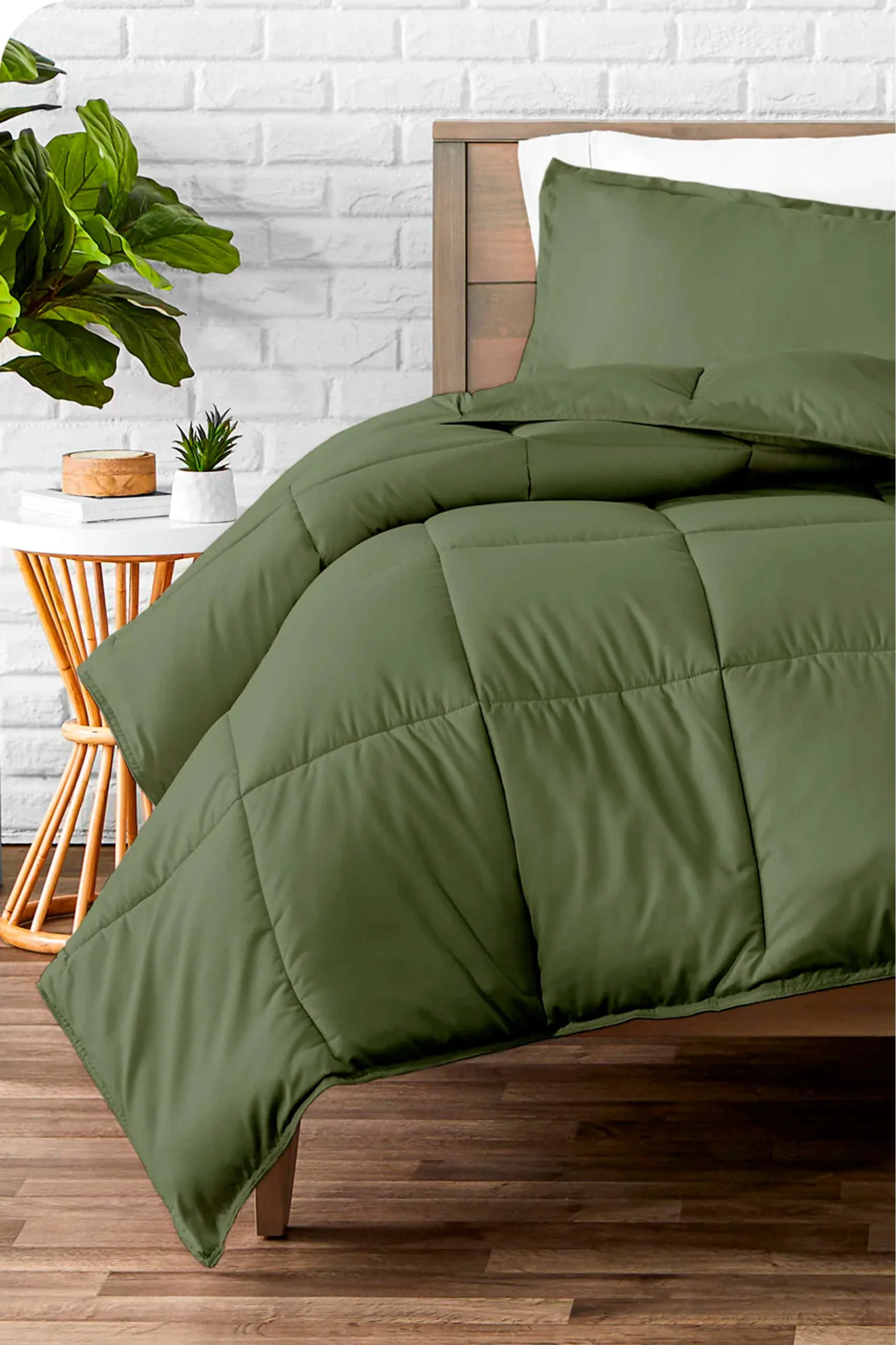 Set edredón microfibra Twin size, color verde oliva