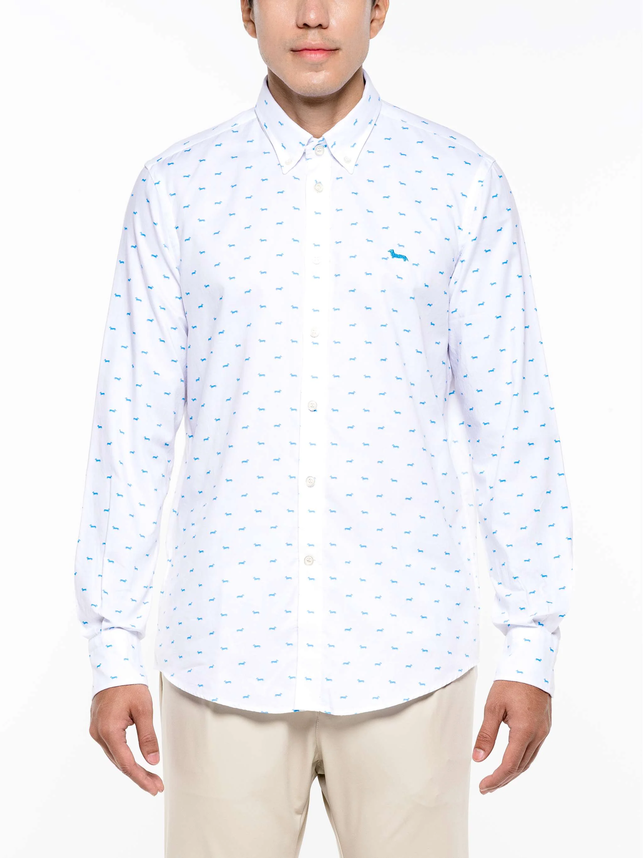Camisa manga larga casual, color blanco, para Caballeros