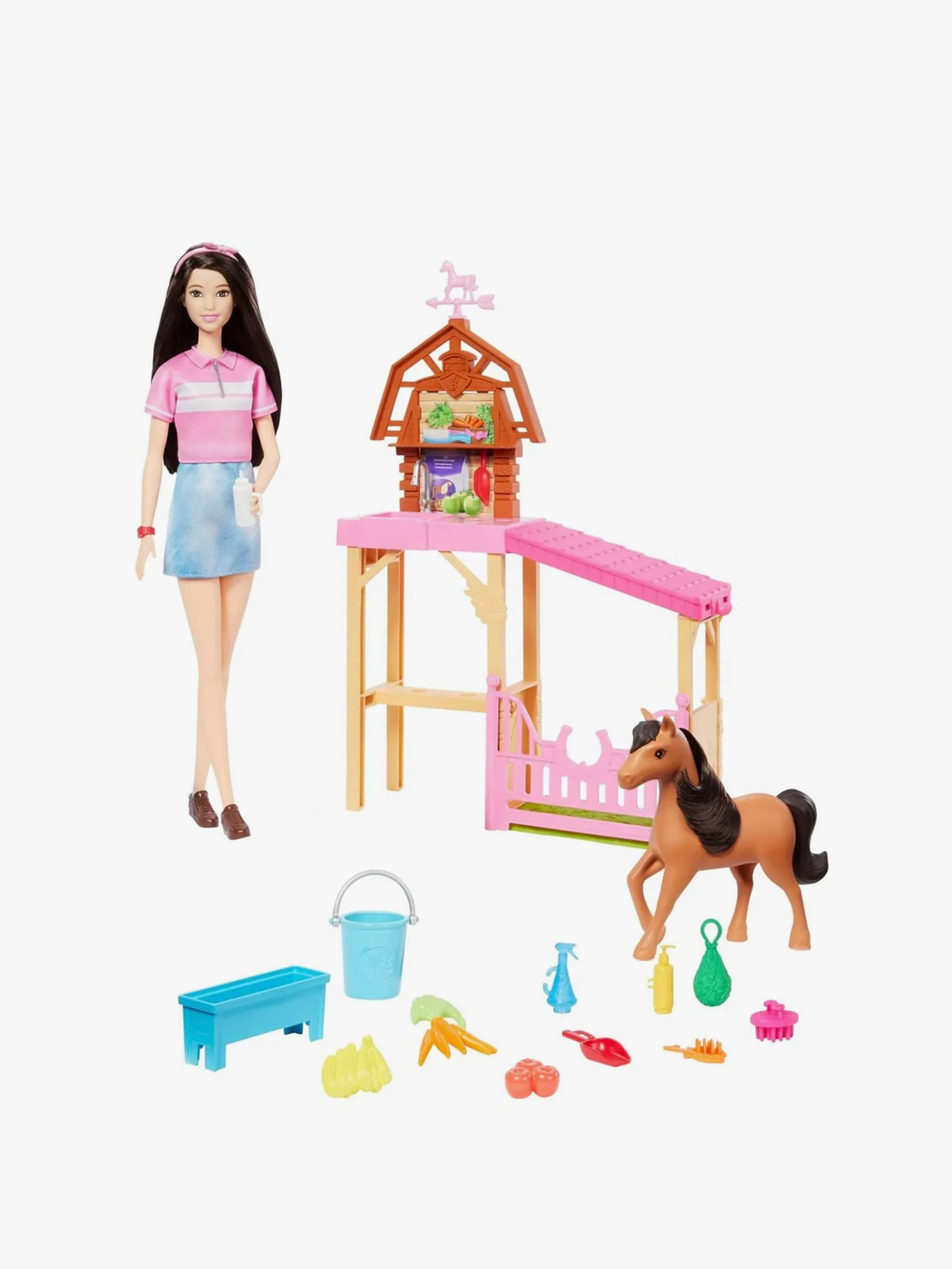 Juguete Barbie Cuidado de ponys con René, juego de cuidado y animales, para Niña
