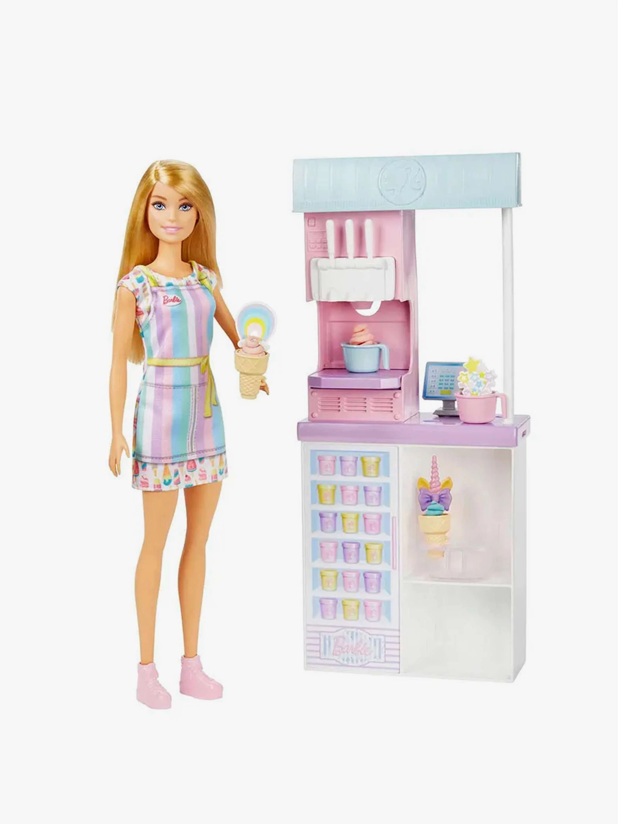 Juguete Tienda de Helados - Barbie, playset temático y juego simbólico, para Niña