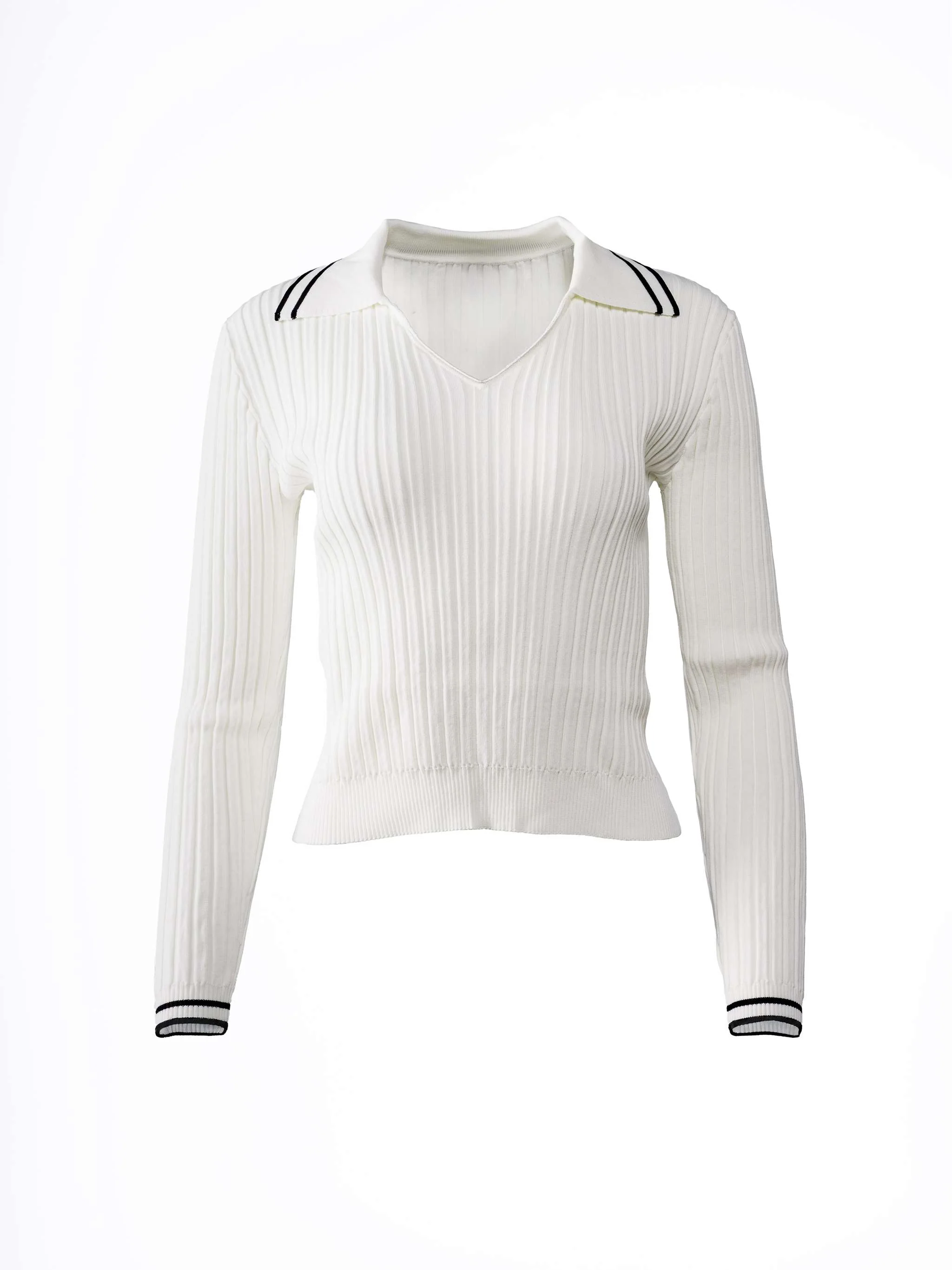 Suéter casual Pinko Linosa Polo Ribbed Viscosa Stretch, color Blanco, para Damas
