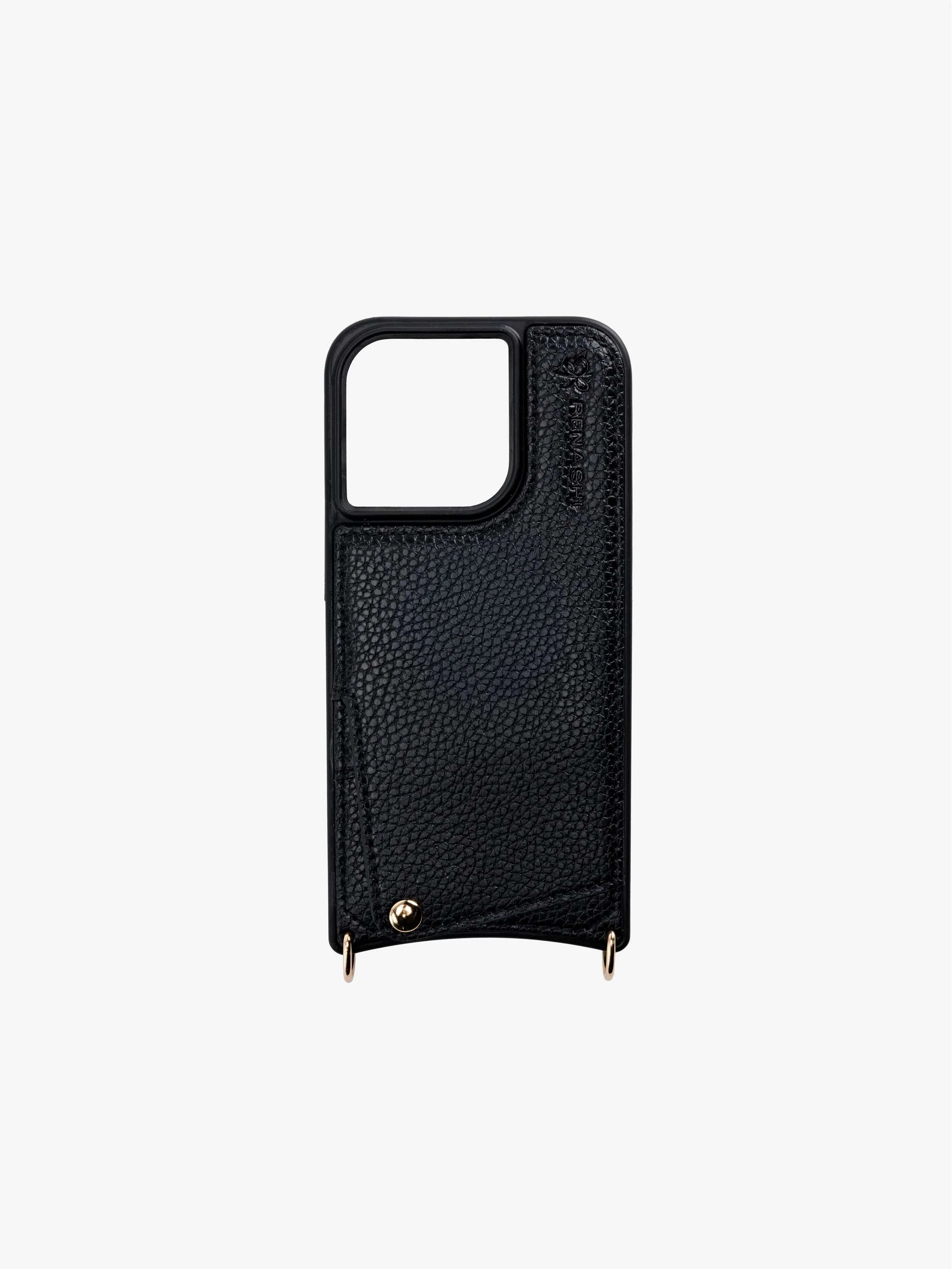 Forro de cuero Renashi para iPhone 15 Pro, color Negro
