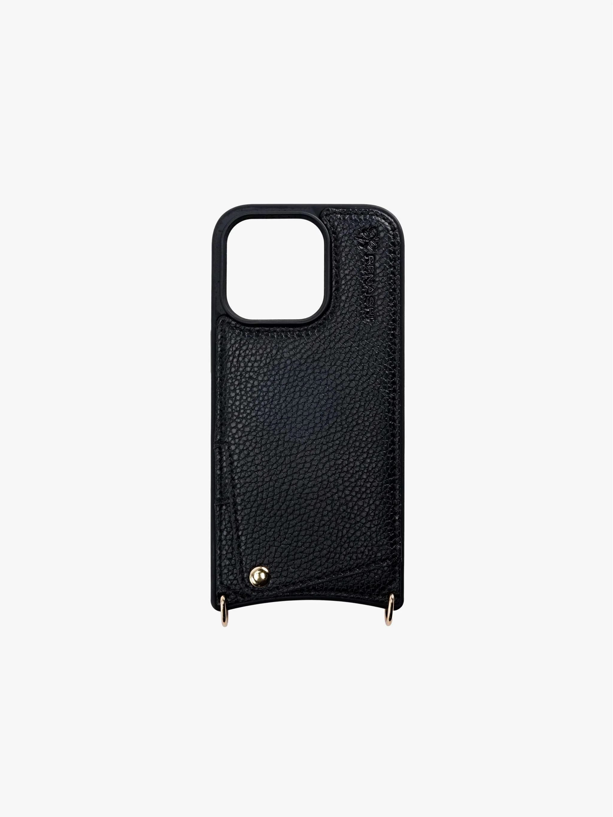 Forro de cuero Renashi para iPhone 16 Pro, color Negro