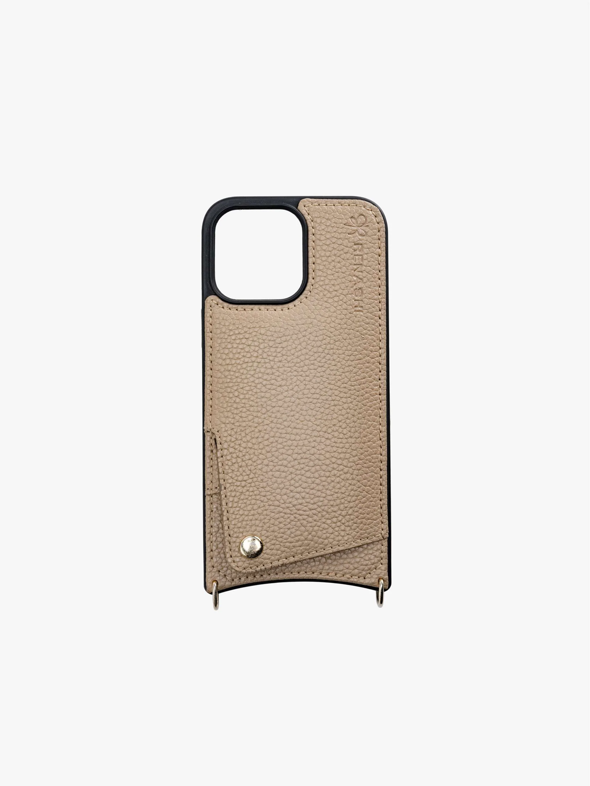 Forro de cuero Renashi para iPhone 16 Pro Max, color Taupe