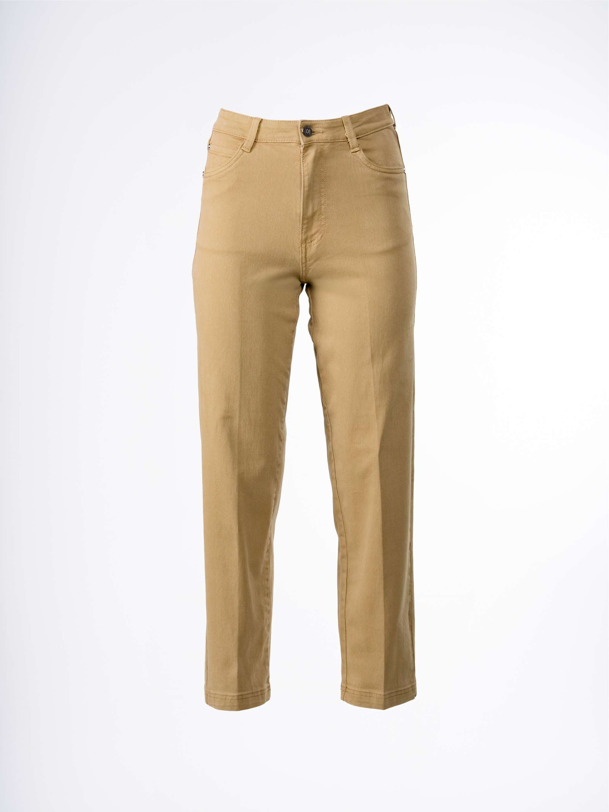 Jeans Mom Kruger Chole, color beige, para Damas
